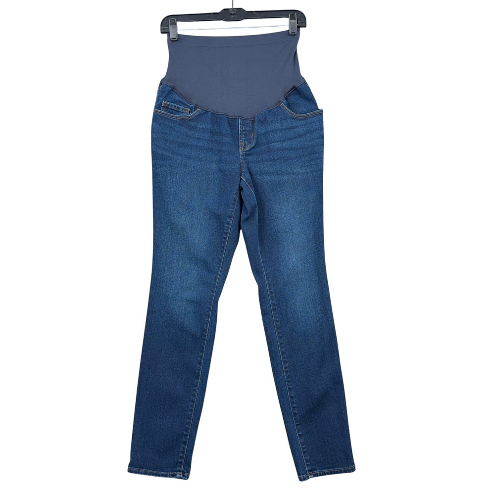 Old Navy Maternity Skinny Full Panel Jeans Women 8 Cotton Blend Dark Wash Blue